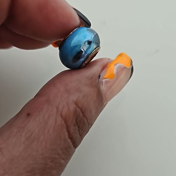 Murano Glass Bead 925 Blue/ Black - Picture 5 of 16
